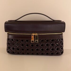 JW PEI Dark Brown Woven Clutch